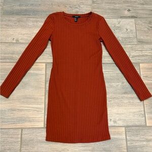 FOREVER 21 Red Long Sleeve Bodycon Dress